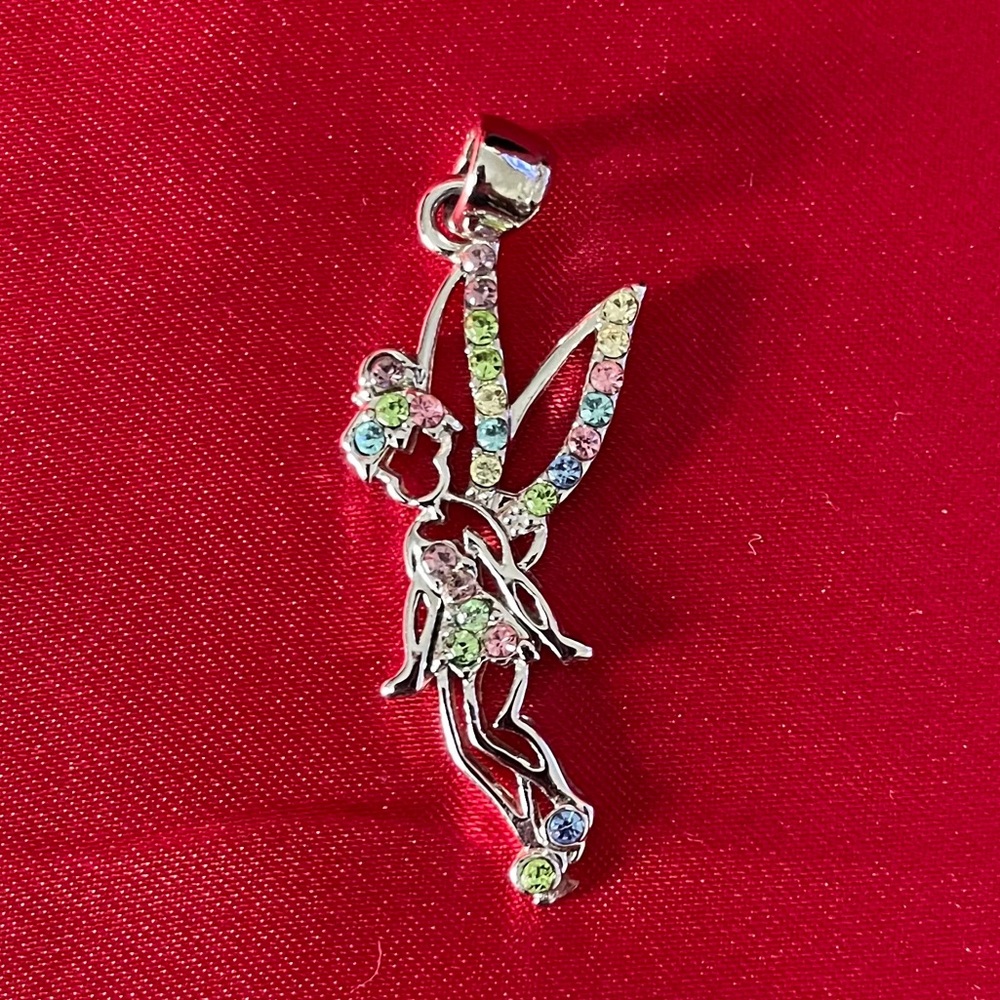 Tinker Bell pendant with multi colored rhinestones